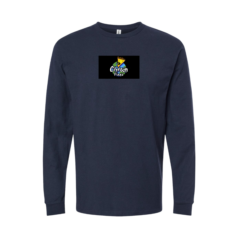 Men's Cartoon Pizza Logo Long Sleeve T-Shirt