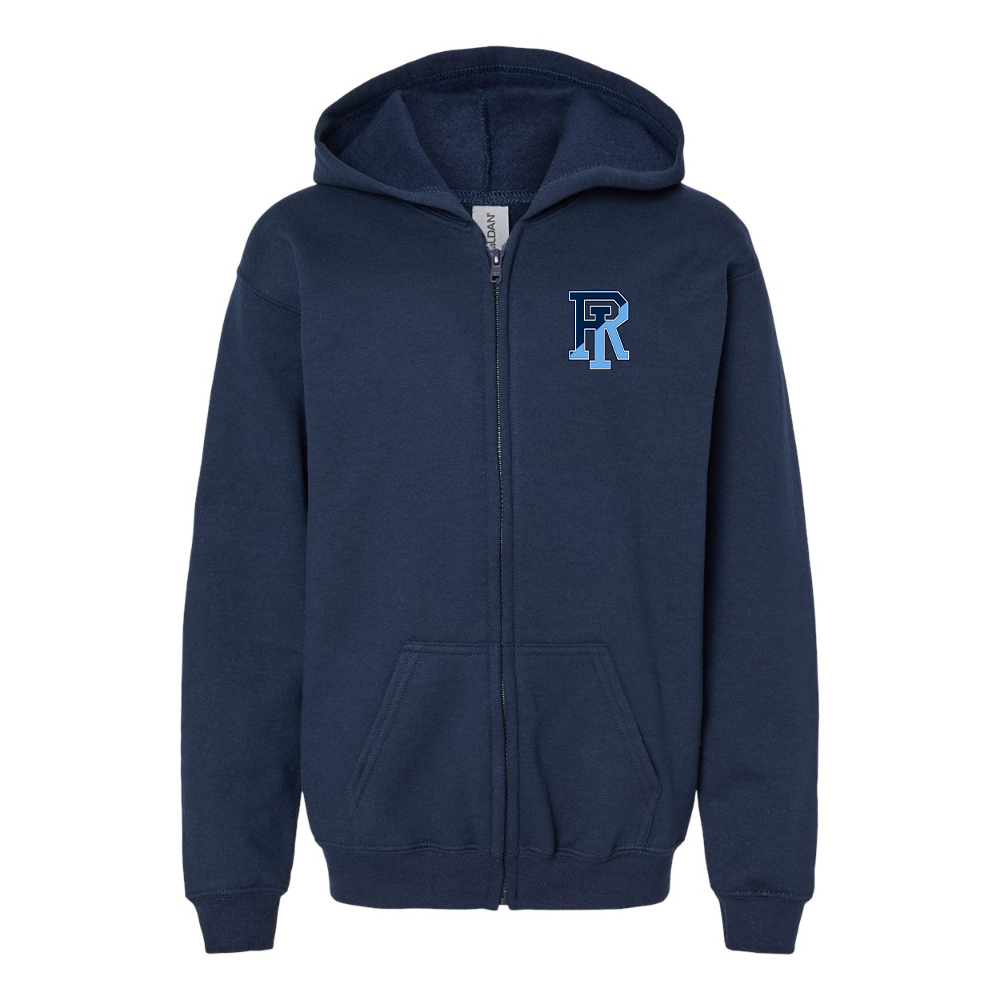 Gildan Heavy Blend Youth Rhode Island Rams Logo Full Zip Hooded Sweatshirt