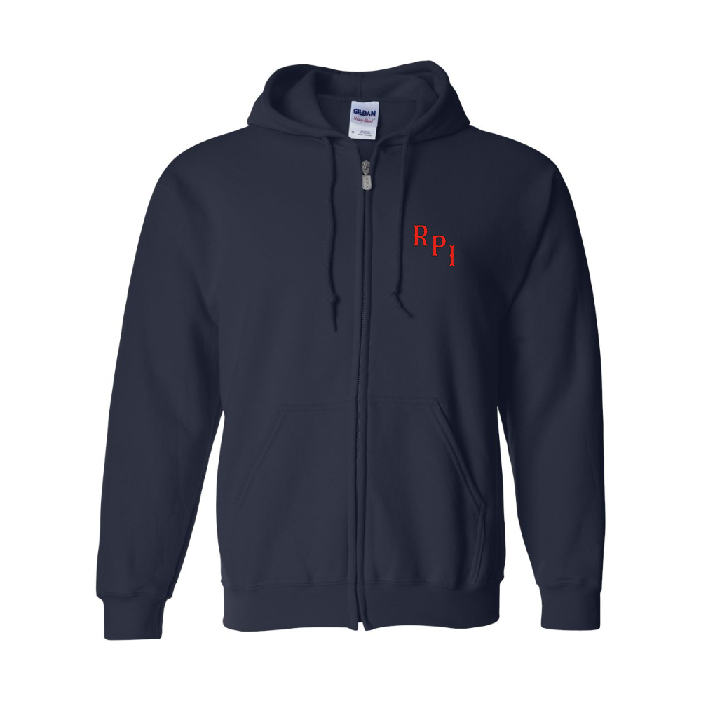 Men's RPI Engineers Logo Gildan  Heavy Blend Full Zip Hooded Sweatshirt