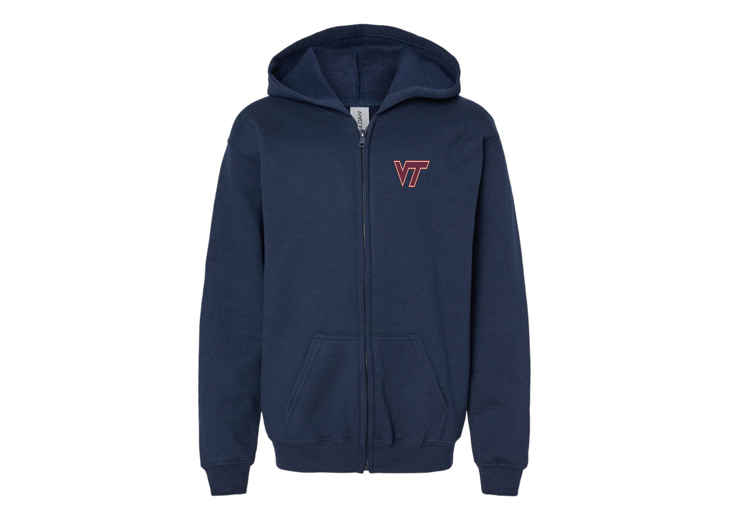 Gildan Heavy Blend Youth Virginia Tech Hokies Full Zip Hooded Sweatshirt