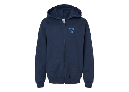 Gildan Heavy Blend Youth Yale Bulldogs Full Zip Hooded Sweatshirt