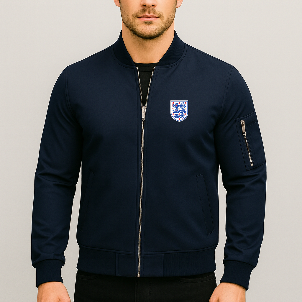 Men's England National Football Team Lightweight Bomber Jacket - Navy