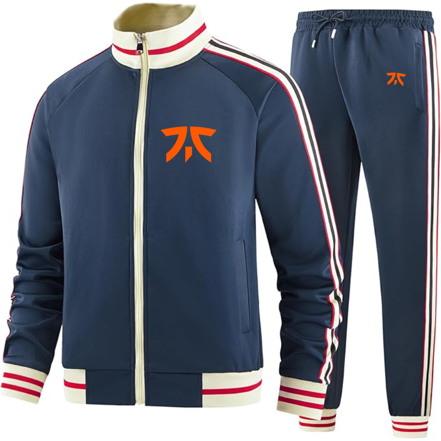 Men's Fnatic Thumbnail  Two Piece Designer Tracksuit with Bold Striped Accents and Zippered Front Elevated Athletic