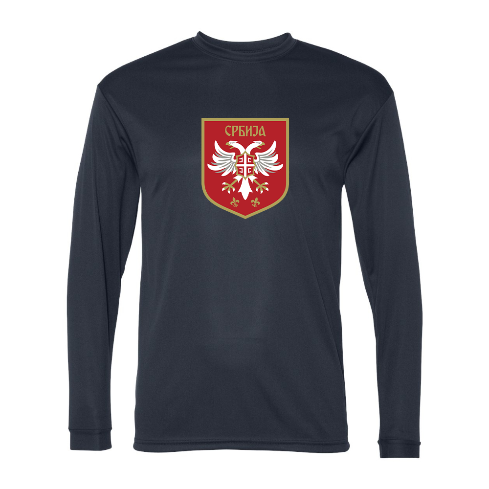 Men's Serbia National Football Soccer Team Logo Performance Long Sleeve T-Shirt