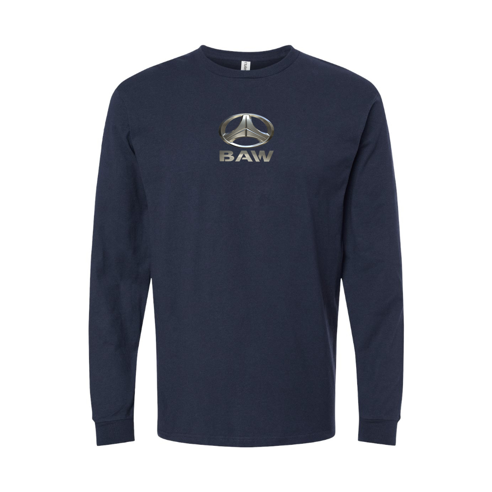 Youth Beijing Automobile Works Logo Cotton Long Sleeve T-Shirt
