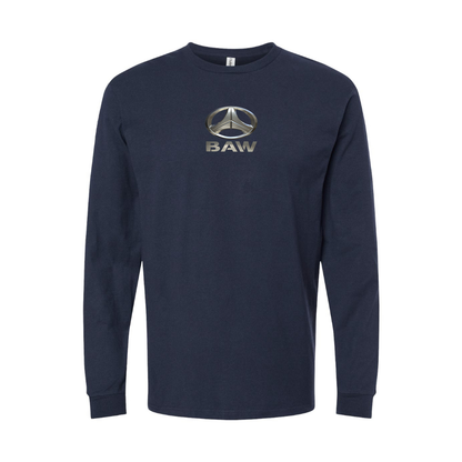 Youth Beijing Automobile Works Logo Cotton Long Sleeve T-Shirt