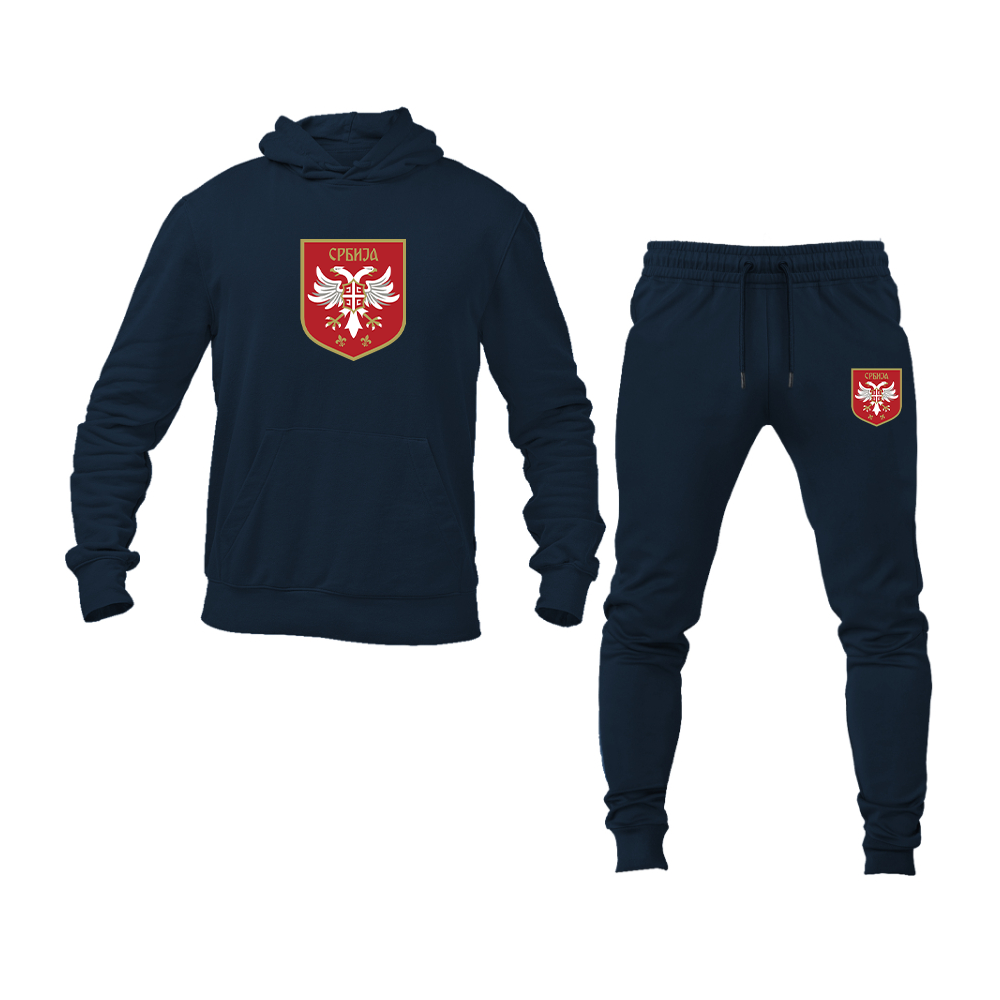 Men's Serbia National Football Soccer Team Logo Hoodie Joggers Set