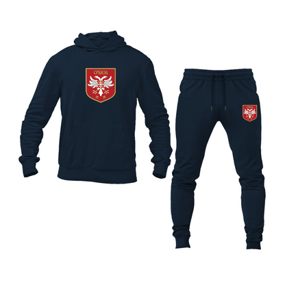 Men's Serbia National Football Soccer Team Logo Hoodie Joggers Set