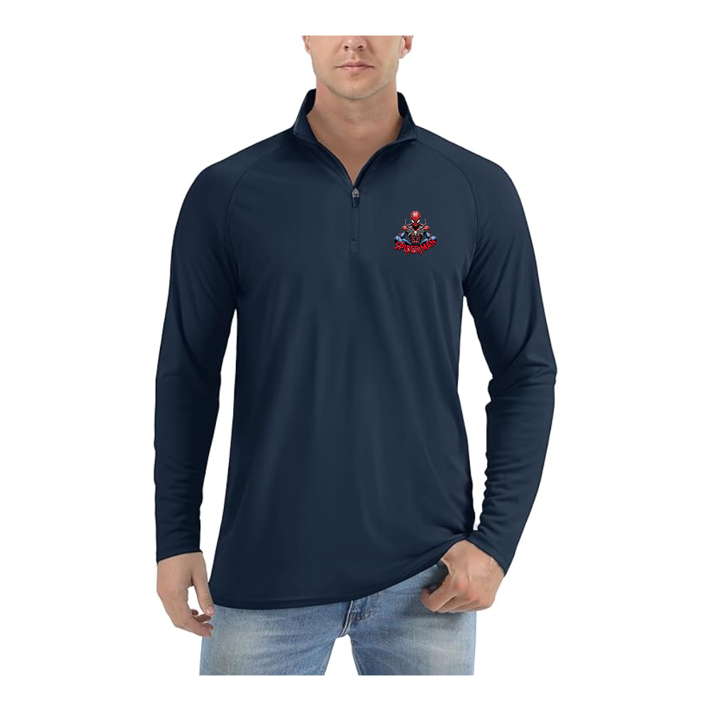 Men's Spider-Man 2025  Lightweight Quarter-Zip Athletic Shirt Long Sleeve Performance Wear