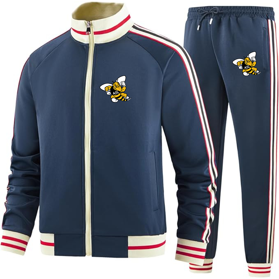 Men's AIC Yellow Jackets   Two Piece Designer Tracksuit with Bold Striped Accents and Zippered Front Elevated Athletic Wear