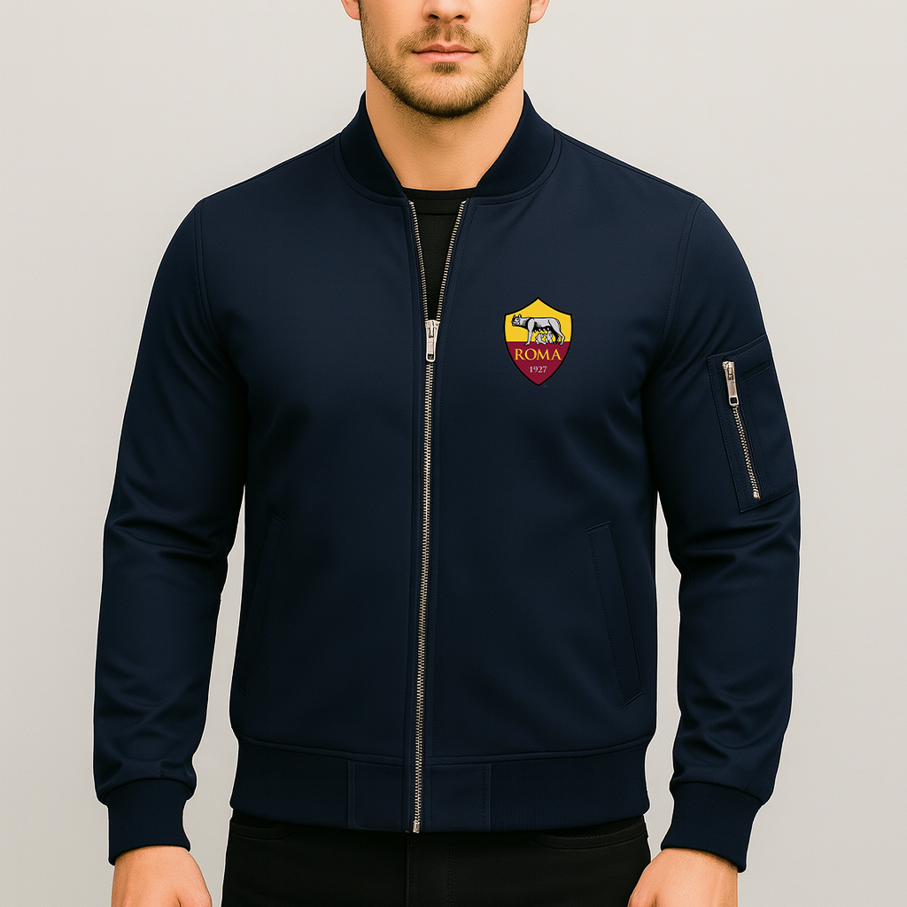Men's AS Roma FC Lightweight Bomber Jacket - Navy
