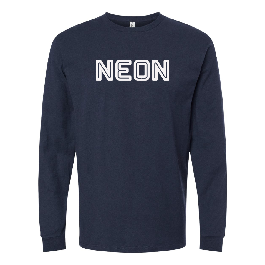 Men's  Neon Logo Cotton Long Sleeve T-Shirt