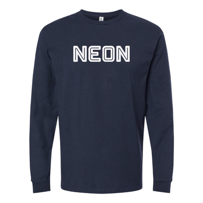 Men's  Neon Logo Cotton Long Sleeve T-Shirt