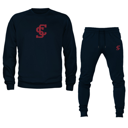 Men's Santa Clara Broncos Logo Crewneck Sweatshirt Joggers Suit