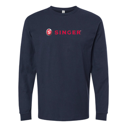 Men's Singer Logo Cotton Long Sleeve T-Shirt