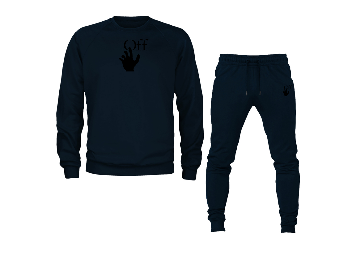 Men's Off-White Hand Crewneck Sweatshirt Joggers Suit