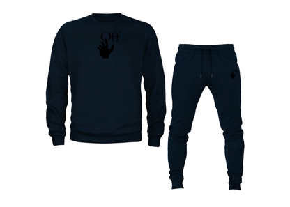 Men's Off-White Hand Crewneck Sweatshirt Joggers Suit