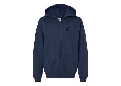 Gildan Heavy Blend Youth Off-White Hand Full Zip Hooded Sweatshirt
