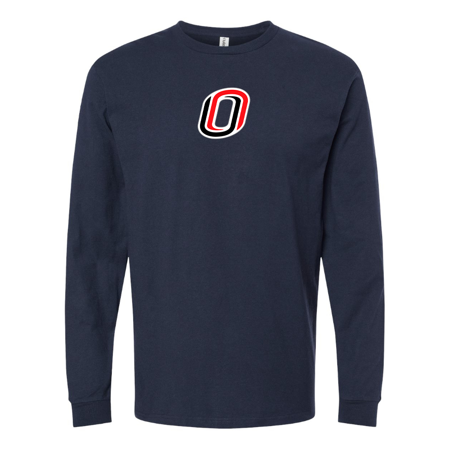 Men's Nebraska Omaha Mavericks Logo  Cotton Long Sleeve T-Shirt