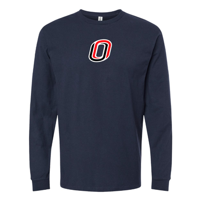 Men's Nebraska Omaha Mavericks Logo  Cotton Long Sleeve T-Shirt