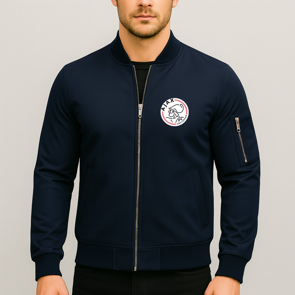 Men's Amsterdamsche FC Ajax Lightweight Bomber Jacket - Navy