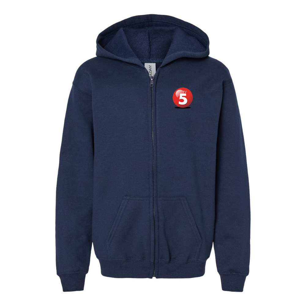 Gildan Heavy Blend Youth ABC TV5 Logo Full Zip Hooded Sweatshirt