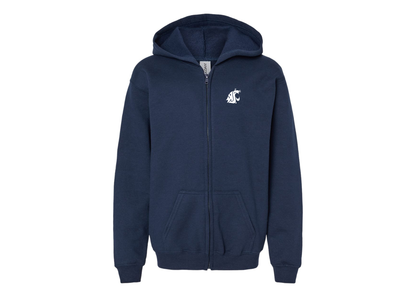 Gildan Heavy Blend Youth Washington State Cougars Full Zip Hooded Sweatshirt