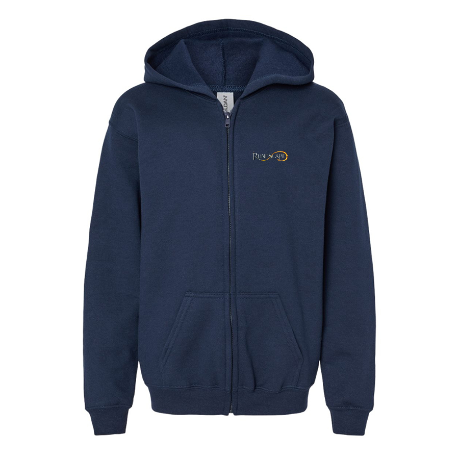 Gildan Heavy Blend Youth Runescape Logo Full Zip Hooded Sweatshirt