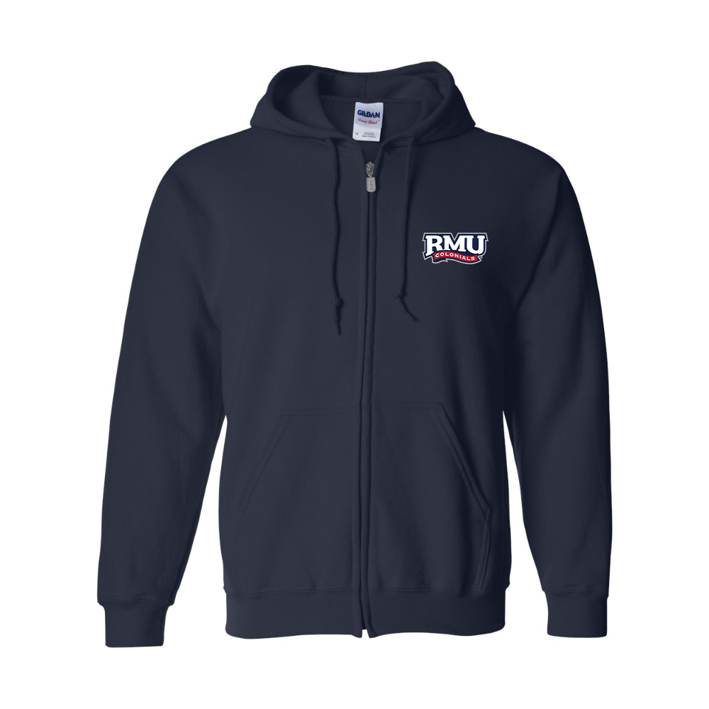 Men's Robert Morris Colonials Logo Gildan  Heavy Blend Full Zip Hooded Sweatshirt