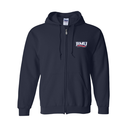 Men's Robert Morris Colonials Logo Gildan  Heavy Blend Full Zip Hooded Sweatshirt