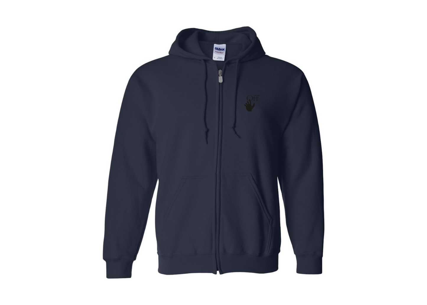 Men's Off-White Hand Gildan  Heavy Blend Full Zip Hooded Sweatshirt