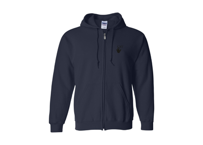 Men's Off-White Hand Gildan  Heavy Blend Full Zip Hooded Sweatshirt