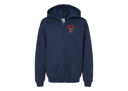 Gildan Heavy Blend Youth Texas Tech Red Raiders Full Zip Hooded Sweatshirt