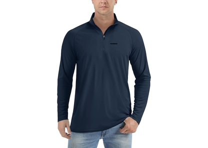 Men's Nasdaq Logo  Lightweight Quarter-Zip Athletic Shirt Long Sleeve Performance Wear