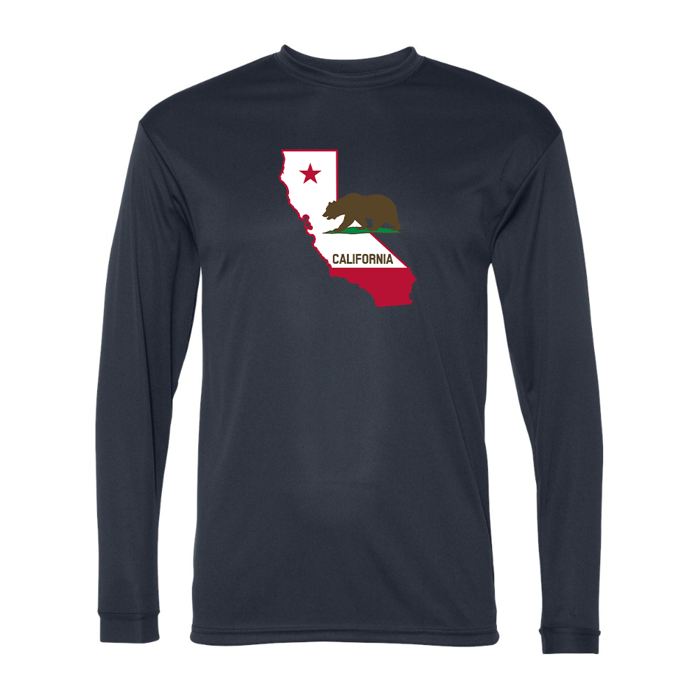 Men's  California Bear Map Performance Long Sleeve T-Shirt
