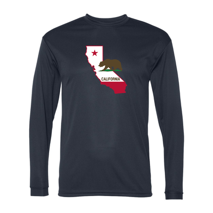 Men's  California Bear Map Performance Long Sleeve T-Shirt