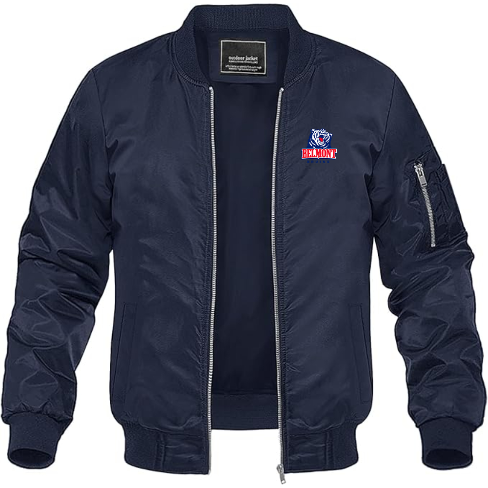 Men's  Belmont Bruins  Lightweight Bomber Jacket Windbreaker Softshell Varsity Jacket Coat