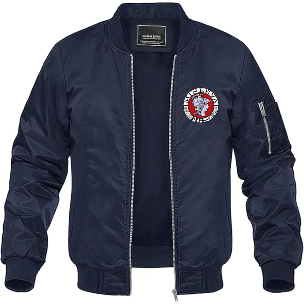 Men's Minerva Automobile Logo Lightweight Bomber Jacket Windbreaker Softshell Varsity Jacket Coat