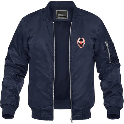 Men's Birmingham Bulls Logo Lightweight Bomber Jacket Windbreaker Softshell Varsity Jacket Coat