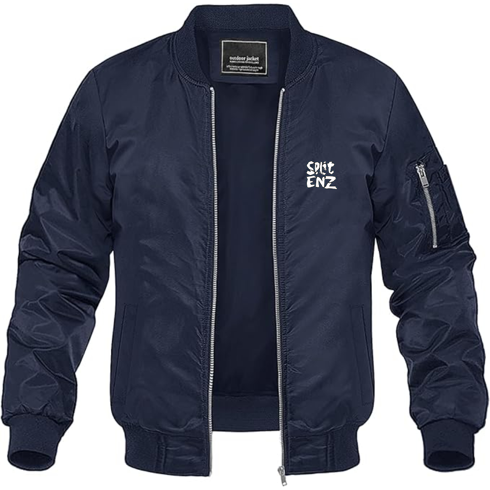Men's Split Enz Logo Lightweight Bomber Jacket Windbreaker Softshell Varsity Jacket Coat