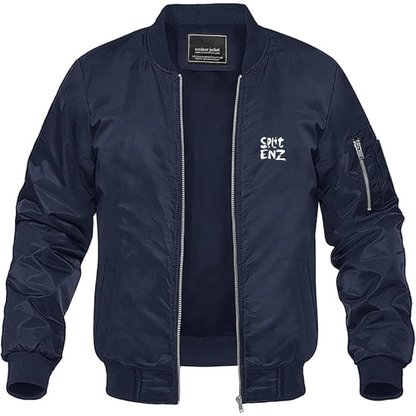 Men's Split Enz Logo Lightweight Bomber Jacket Windbreaker Softshell Varsity Jacket Coat