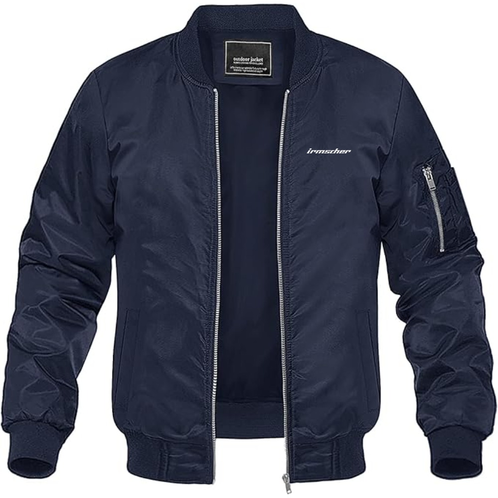 Men's   Irmscher Logo Lightweight Bomber Jacket Windbreaker Softshell Varsity Jacket Coat