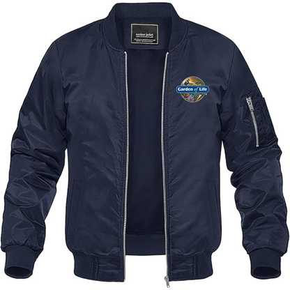Men's Garden of Life Logo Lightweight Bomber Jacket Windbreaker Softshell Varsity Jacket Coat