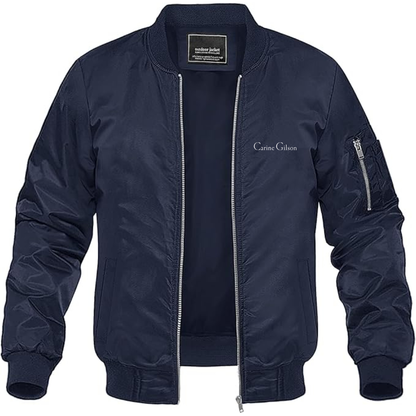 Men's Carine Gilson Logo Lightweight Bomber Jacket Windbreaker Softshell Varsity Jacket Coat