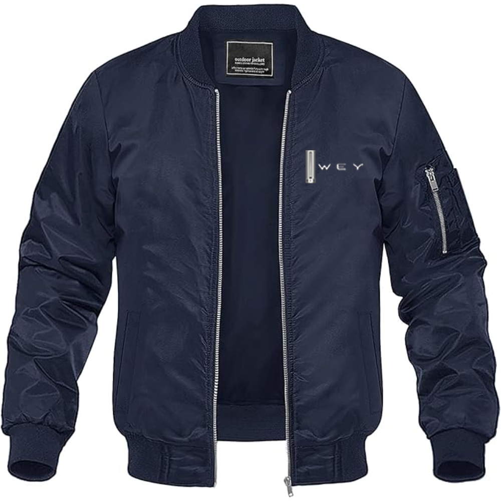Men's WEY Logo Lightweight Bomber Jacket Windbreaker Softshell Varsity Jacket Coat