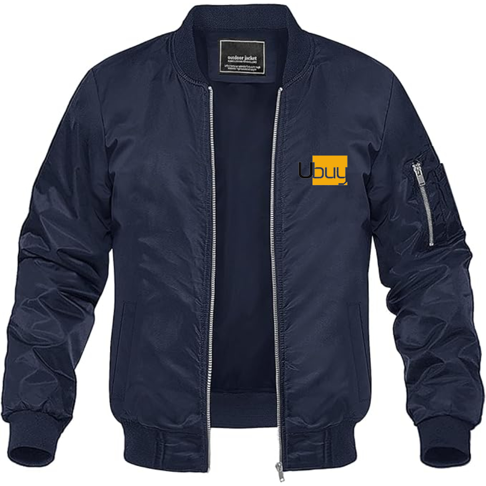 Men's Ubuy Logo Lightweight Bomber Jacket Windbreaker Softshell Varsity Jacket Coat
