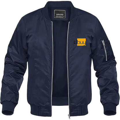 Men's Ubuy Logo Lightweight Bomber Jacket Windbreaker Softshell Varsity Jacket Coat