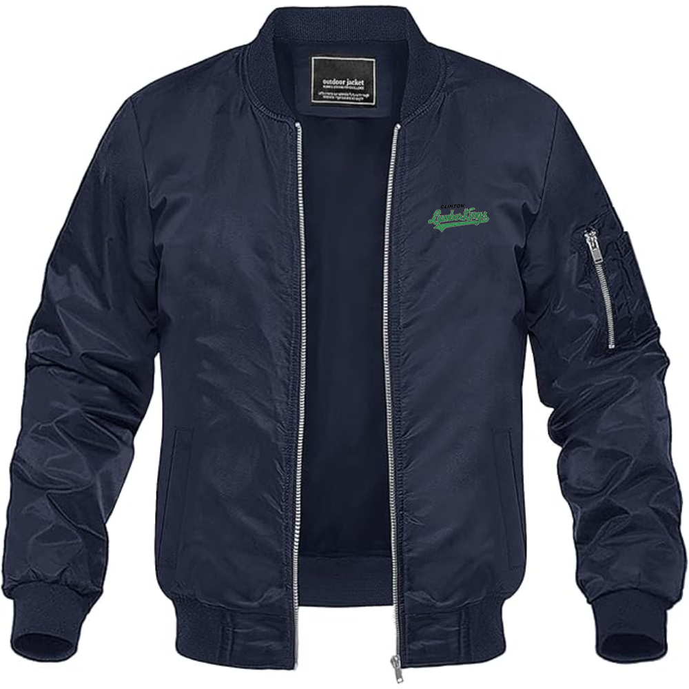 Men's Clinton LumberKings  Logo Lightweight Bomber Jacket Windbreaker Softshell Varsity Jacket Coat
