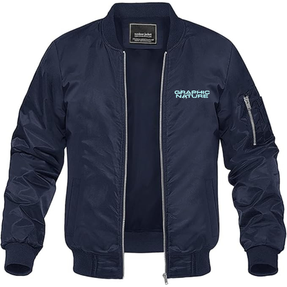 Men's Graphic Nature Logo Lightweight Bomber Jacket Windbreaker Softshell Varsity Jacket Coat