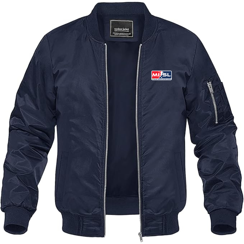 Men's  Major Indoor Soccer League Logo Lightweight Bomber Jacket Windbreaker Softshell Varsity Jacket Coat